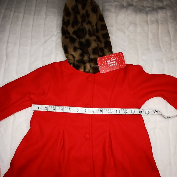 PatPat Baby Red Winter Coat with Leopard Trim – Size 12–18M – NWT - Picture 6 of 8